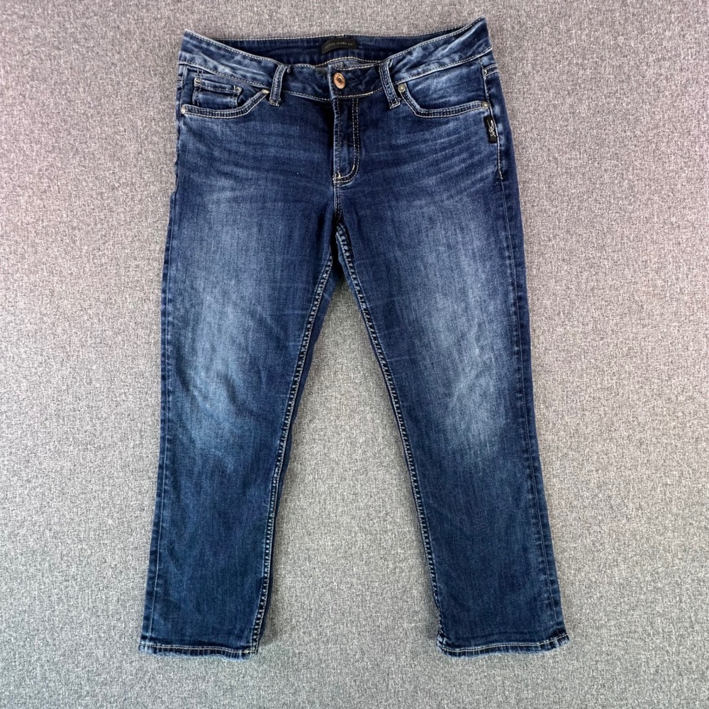 Silver Jeans Co. Capri Womens 31 Suki Blue Stretch L43916SSX325 Dark Wash Denim